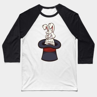 Evil White Bunny In Magician Hat Baseball T-Shirt